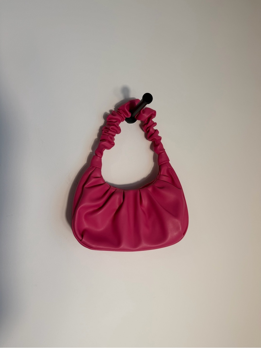 Hot Pink Ruched Handle Shoulder Bag
